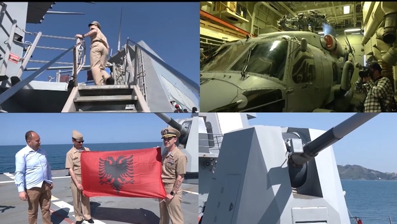 SPECIALE/ ‘Bisha’ e ushtrisë amerikane në ujërat shqiptare! Report Tv në bordin e Destrojer 'USS Jason Dunham', një flamur kuqezi për 100-vjetorin e marrëdhënieve