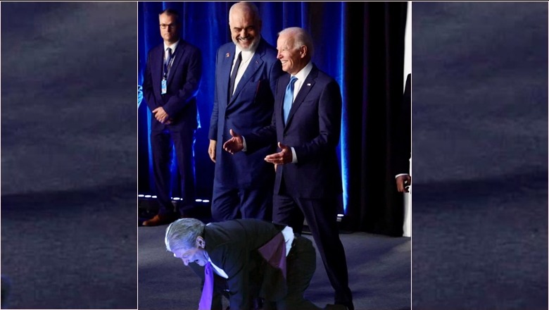 FOTO/ Takimi i Ramës me Biden në samitin e NATO-s, u ‘bashkohet’ edhe Berisha, por s’e mbajnë këmbët