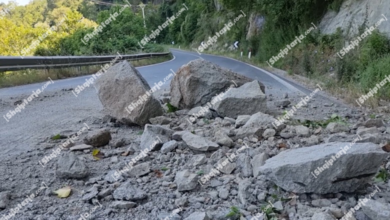 Shembet masivi shkëmbor, bllokohet rruga Burrel - Klos (VIDEO)