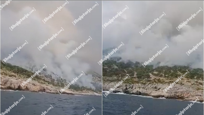 Zjarri në Karaburun, gadishulli mbulohet nga tymi i dendur (VIDEO)