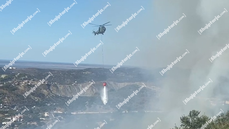 Vlorë/ Zjarr i përmasave të mëdha në Kaninë dhe kodrat e Zvërnecit, digjen sipërfaqe me ullinj! Ndërhyn helikopteri për shuarjen e flakëve (VIDEO)