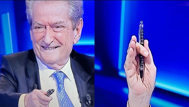FOTOLAJM/ Në opozitë dhe flet për të varfrit por Berisha shkon në emision televiziv me stilolaps që kushton 800 euro