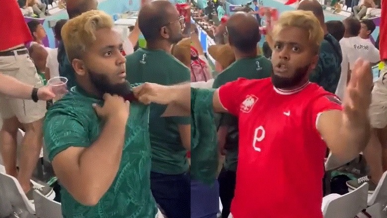 VIDEO/ Zemra e ndarë në dysh, tifozi i Arabisë Saudite heq bluzën dhe shfaq atë të Polonisë pas humbjes në Kupën e Botës