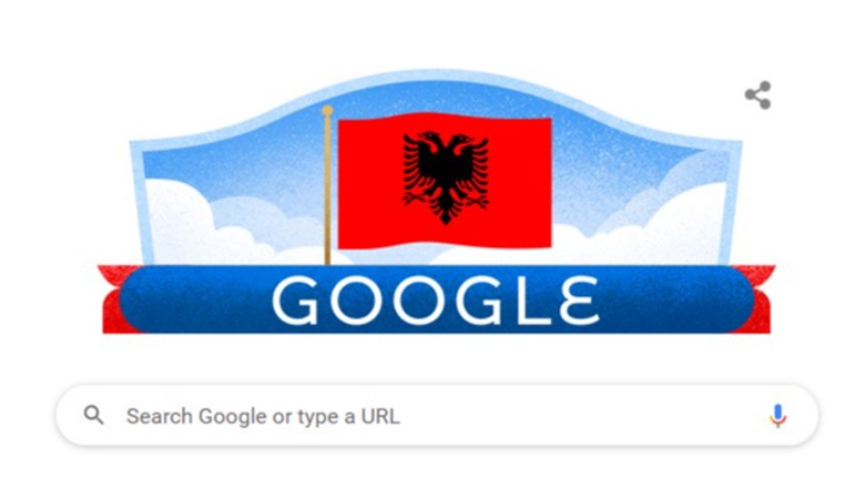 FOTOLAJM/ 110 vjetori i pavarësisë së Shqipërisë, Google bën ‘surprizën’ e veçantë, ‘vishet’ kuqezi
