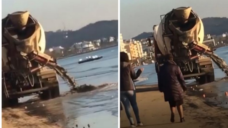 Hodhi beton në bregdetin e Durrësit, shoqërohet drejtuesi i betonieres! Policia: Do të hetohet për ‘ndotje të ujërave' (VIDEO)