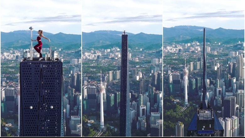 VIDEO/ 29-vjeçarja ruse rrezikon për një selfie, ngjitet në kullën e dytë më të lartë në botë, 678 metra lartësi