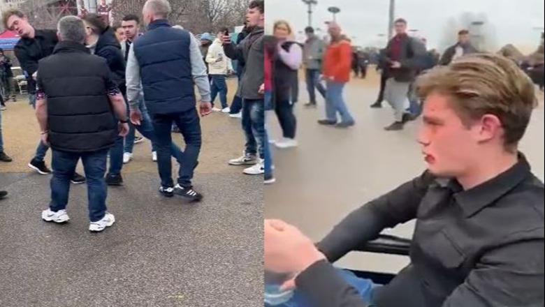 Përplasje e dhunshme mes tifozëve të Chelsea-s dhe West Ham! I riu përfundon në karrige me rrota pas goditjes me grusht (VIDEO)