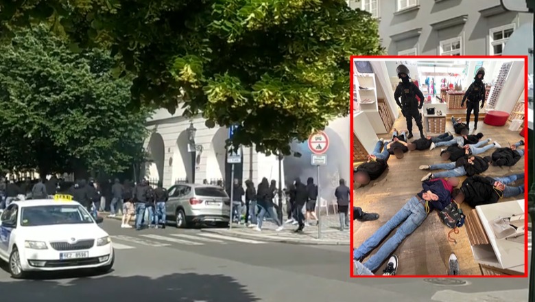 VIDEO/ Grushta para finales së Conference League, policia e Pragës arreston 16 italianë