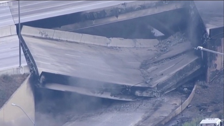 VIDEO/ Kamioni çisternë shpërthen në flakë, shembet një pjesë e autostradës në Filadelfia 
