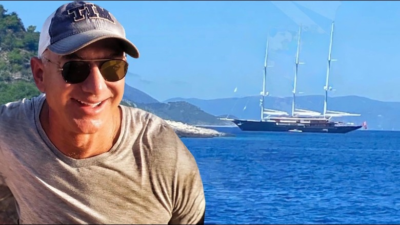 VIDEOLAJM/ Jeff Bezos shijon pushimet në ishullin grek, ‘arratiset’ me një jaht luksoz