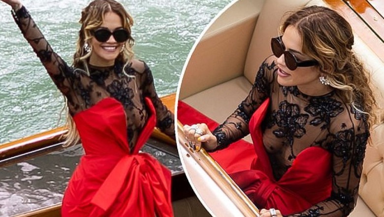 Pas incidentit me flamurin serb në koncert, Rita Ora shkëlqen në Venecia, bie në sy fustani kuqezi