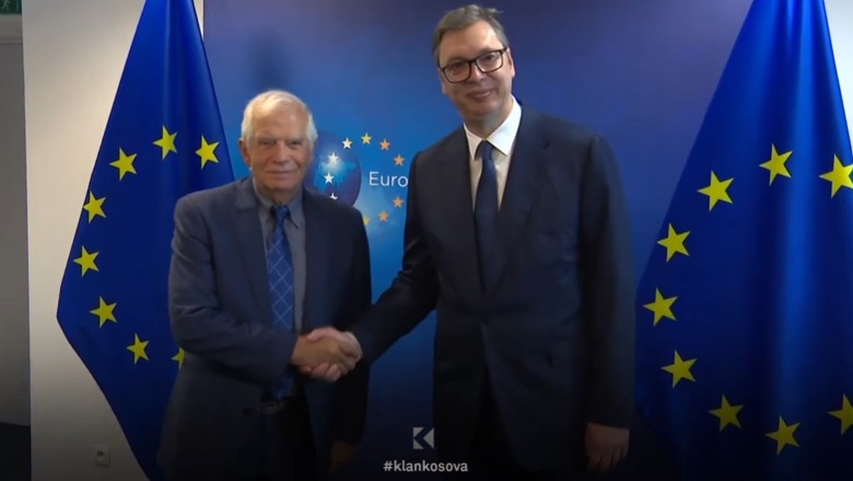 VIDEO/ Publikohen pamjet brenda takimit Vuçiç-Borrell dhe Lajçak