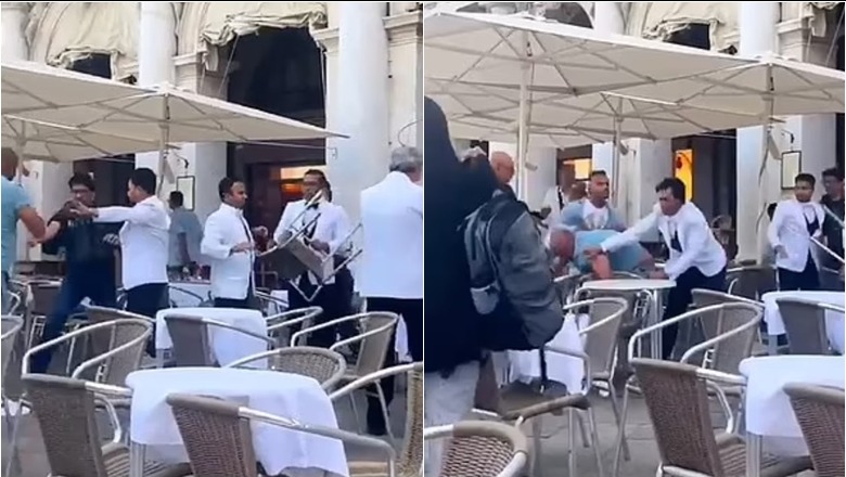 VIDEO/ Sherr në mes të restorantit në Venecia, kamerierët shkelmojnë dhe godasin me karrige klientët e huaj