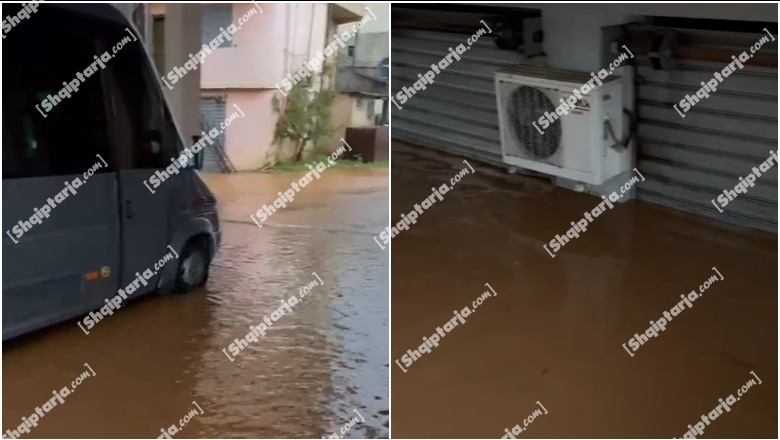 VIDEOLAJM/ Banesat dhe bizneset në Koplik nën ujë, reshjet e shiut shkaktojnë përmbytje