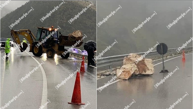 Shkëmbi 300 kilogram bie në aksin Kardhiq-Sarandë, bllokon qarkullimin në tunelin e Skërficës! Largohet nga autoritetet