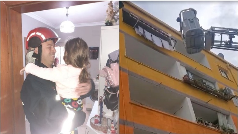 Video/ 3-vjeçarja vetëm në shtëpi, në katin e pestë në Fier! Të qarat alarmojnë fqinjët, zjarrfikësit me shkallë hyjnë nga dritarja 