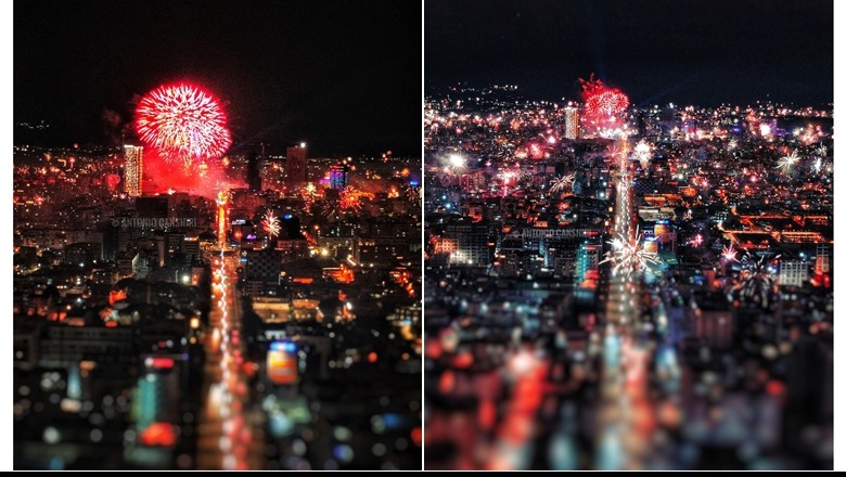 Kështu u prit Viti i Ri 2024 në Tiranë, shikoni fotot fantastike me dron të spektaklit të fishekzjarreve