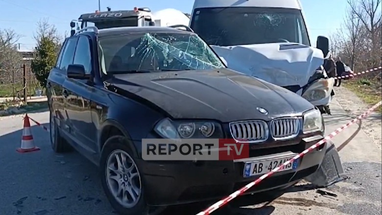 BMV i pret rrugën furgonit, aksidenti rëndon trafikun në rrugën nacionale Berat - Lushnje