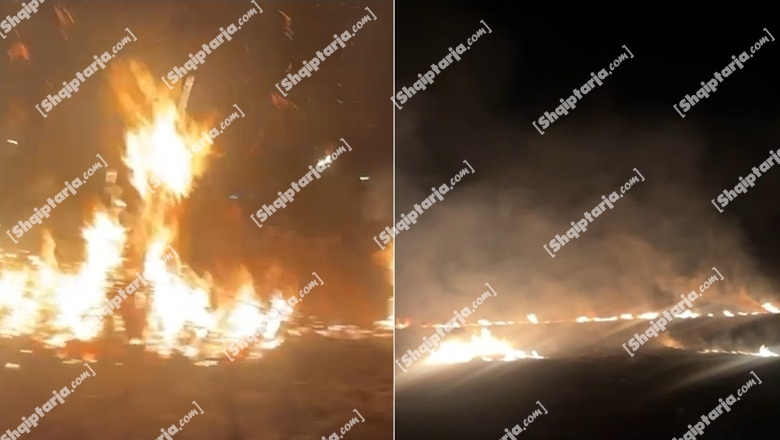 Vlorë/ Zjarri përfshin fushën në Triport, zjarrfikëset mbërrijnë në vendngjarje (VIDEO)