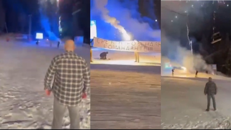 VIDEO/ Në kërkim nga Interpol-i për sulmin e Banjskës, Milan Radoiçiç shfaqet duke festuar ditëlindjen me pankarta e fishekzjarre