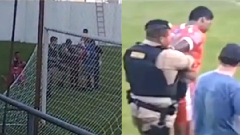 VIDEO/ Pjesë e një bande kriminale në Brazil, futbollisti arresohet gjatë ndeshjes