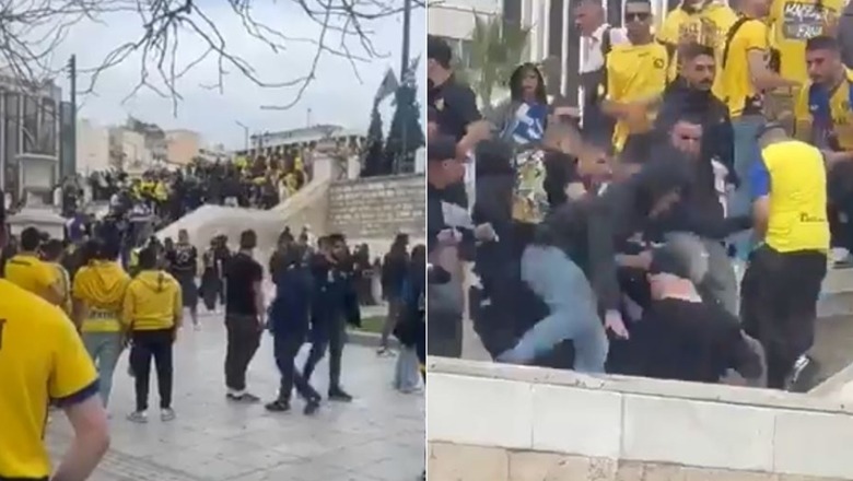 VIDEO/ Përleshje në Athinë, tifozët e Maccabi Tel Aviv dhunojnë emigrantët që hodhën parrulla pro Palestinës