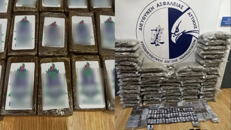 EMRAT/ Kapen me 65 kg marijuanë dhe 22 kg hashash çokollatë, arrestohen në Athinë 2 shqiptarët nga Tepelena