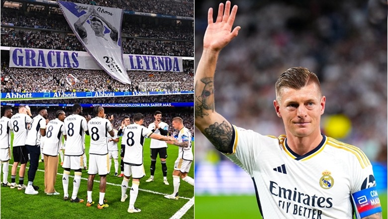 VIDEO/ Tunel nderi dhe shiriti i kapitenit, Real Madrid dhe tifozët nderojnë Toni Kroos në ndeshjen e fundit në 'Bernabeu'