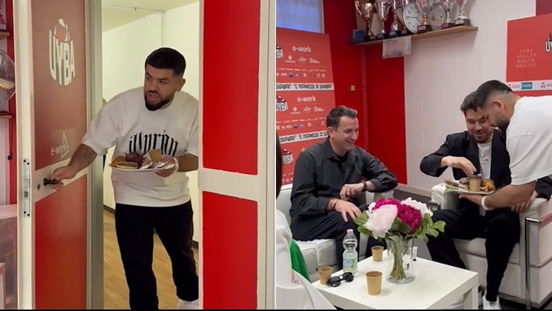 Noizy shërben ëmbëlsira para takimit në Milano, Veliaj e uron: Në kokë tate 