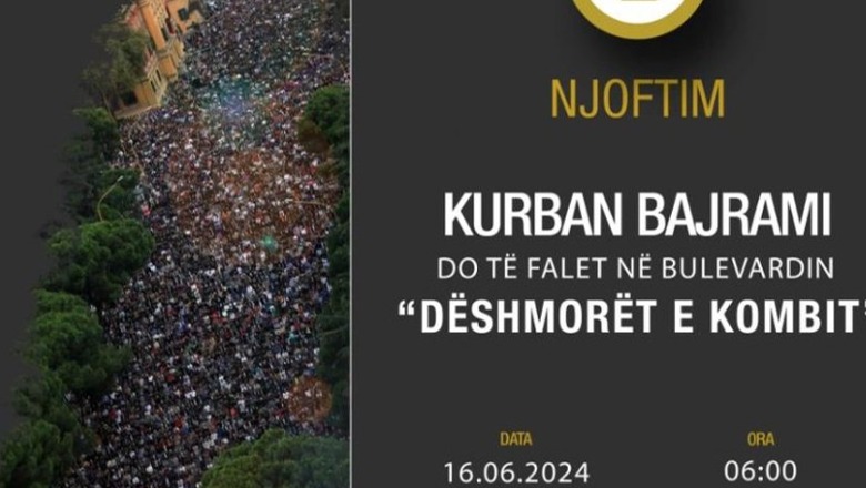 Sheshi 'Skënderbej' i zënë për Evropianin, besimtarët myslimanë do falin Kurban Bajramin tek 'Dëshmorët e Kombit'