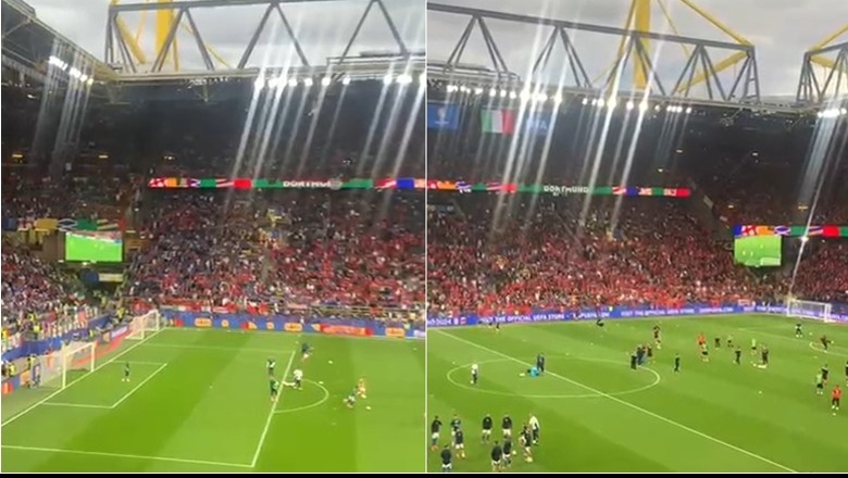 VIDEO/ Si asnjëherë më parë, stadiumi i Dortmundit vishet kuqezi! Tifozët e Kombëtares 'të çmendur' në Euro 2024