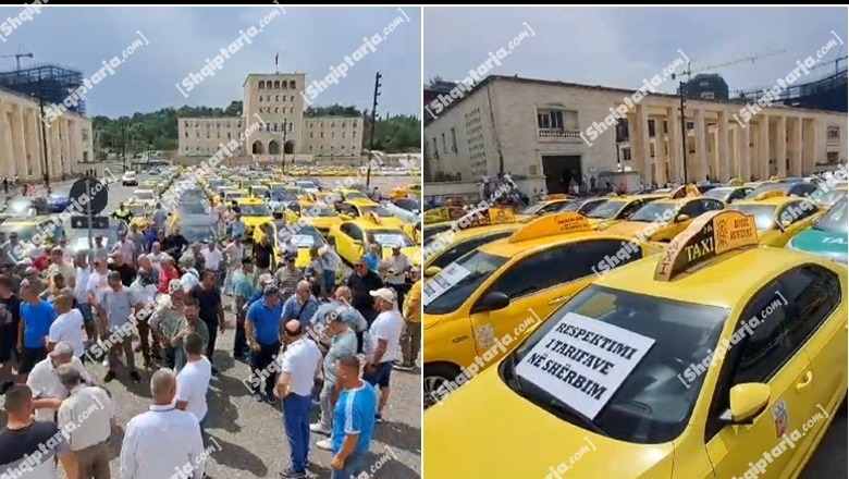 Taksistët e Tiranës dalin në protestë, kërkojnë ulje të çmimit të karburantit dhe respektim të tarifave në shërbim