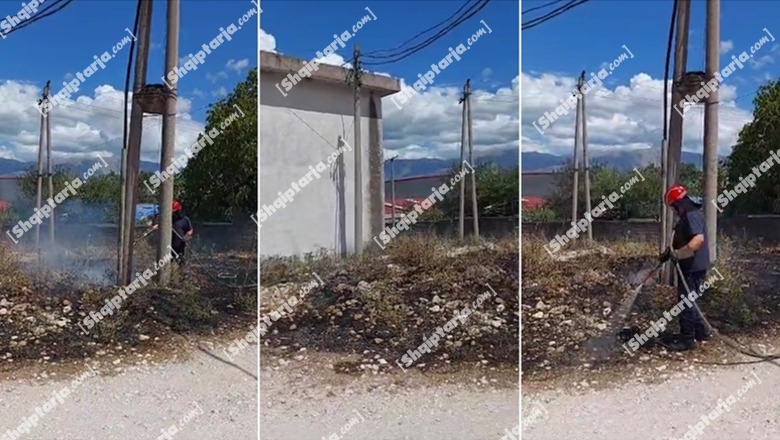 Gjirokastër/ Zjarr pranë varrezave të Gjirokastrës, kabina elektrike merr flakë! Zjarrfikësit në vendngjarje