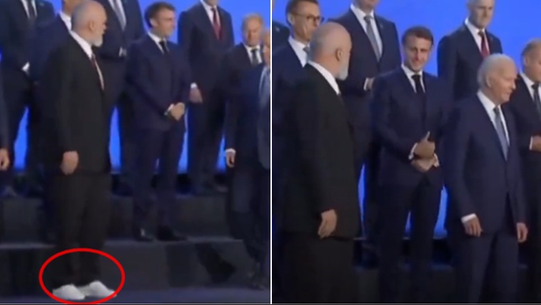 VIDEO/ Rama tërheq vëmendjen me atletet e bardha në Samitin e NATO-s, merr edhe ‘aprovimin’ nga Macron