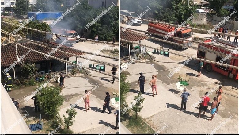 Vlorë/ Merr flakë një lokal pranë zonës së ish-frigoriferit, policia dhe zjarrfikësit në vendngjarje (VIDEO)