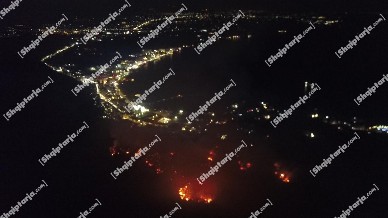 Zjarri në Shëngjin, Report Tv sjell pamjet me dron