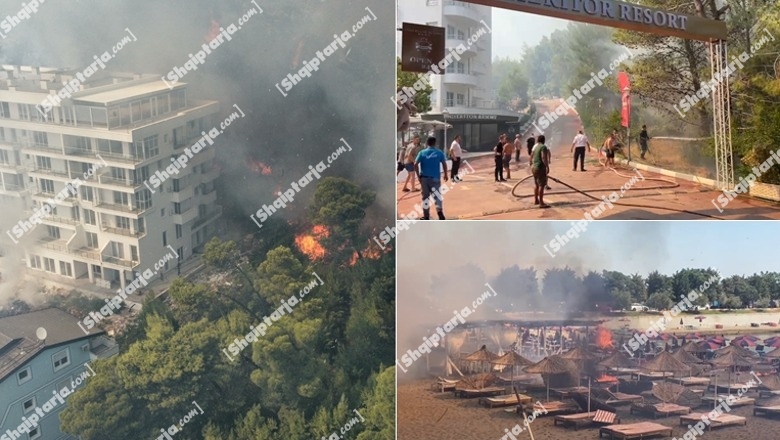Përkeqësohet situata në Shëngjin/ Ministria e Mbrojtjes: Zjarri rrezikon banesat dhe bizneset, rrethon 'Inheritor resort' tek Rana e Hedhun, Evakuohen pushuesit! (VIDEO + FOTO) 