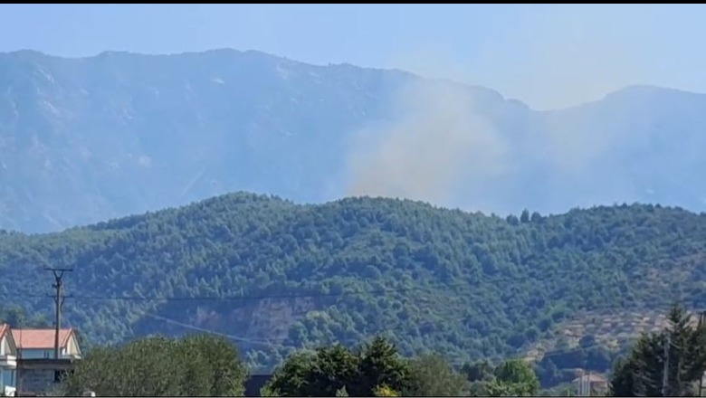 Zjarri në lagjen ‘Boje’ të Krujës, vijon të digjet pylli me pisha, helikopteri ndërpret punën