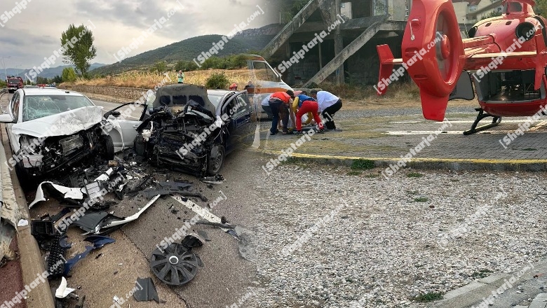 Aksident në aksin rrugor Pogradec-Qafë Thanë, përplasen dy automjete! 3 persona të plagosur, njëri prej tyre dërgohet me helikopter në Tiranë