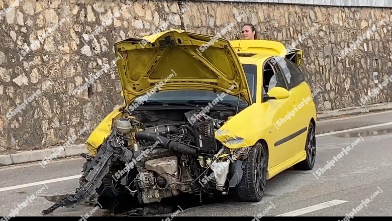 Aksident në aksin Lin-Pogradec, mjeti humb kontrollin dhe përplaset me trafik-ndarësen