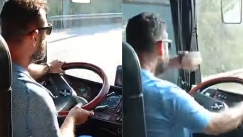 VIDEO/ E frikshme! Momentet e tmerrit të turistëve shqiptarë në autobus në Korfuz, shoferi lëshon timonin, i binte vetes me grushte e ulërinte 