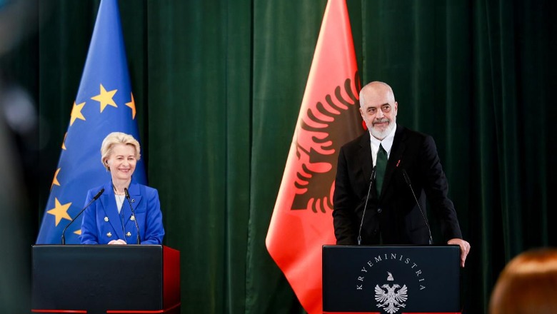 Von der Leyen në Tiranë: Zgjerimi përparësi! Nëse vijojmë siç duhet në 2025 hapim të gjithë grup kapitujt! Shqipëria merr 920 mln euro! Rama: Të vendosur t'ia dalim