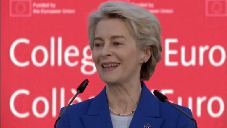 Hapet Kolegji i Europës, Von der Leyen: Era e ndryshimeve po fryn! S'duhet të rrimë duarkryq para ndërhyrjeve ruse! Mogherini: Studentët tani ndjehen qytetarë të Tiranës!