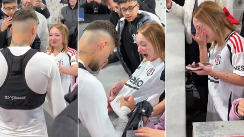 VIDEO/ Autograf nga Ernest Muçi, tifozja e Besiktas 'shpërthen' në lot