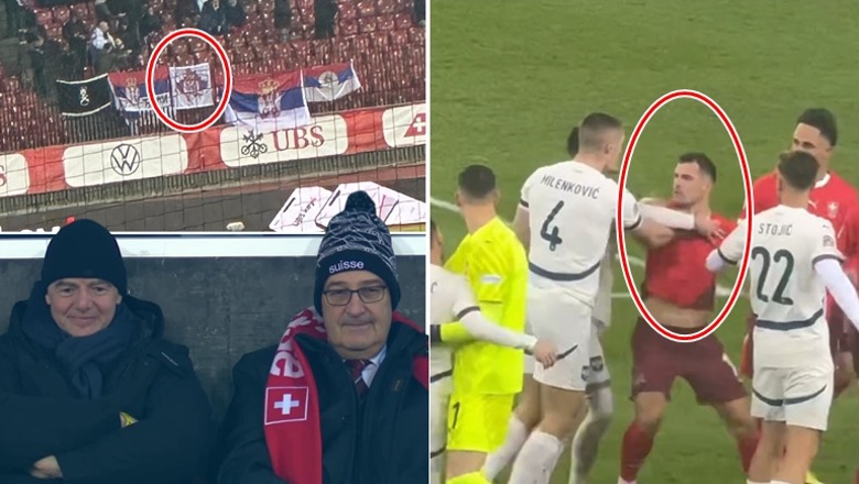 VIDEO/ Territori i Kosovës me flamurin serb nën sytë e Infantinos mes Evropës, Granit Xhaka përleshet me futbollistët e Serbisë! UEFA asnjë masë