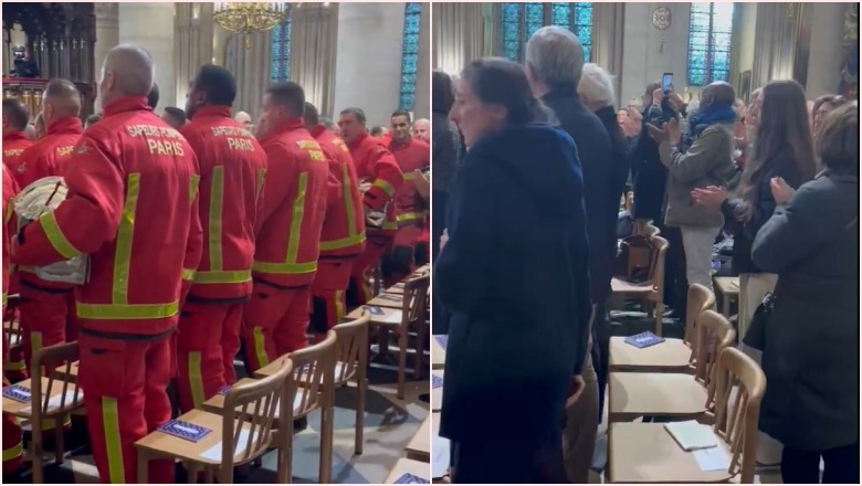 VIDEO/ Duartrokitje për zjarrfikësit që shpëtuan katedralen 'Notre-Dame' para 5 vitesh