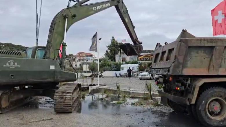 VIDEOLAJM/ Përmbytje në Vlorë, Ushtria në ndihmë për heqjen e ujit