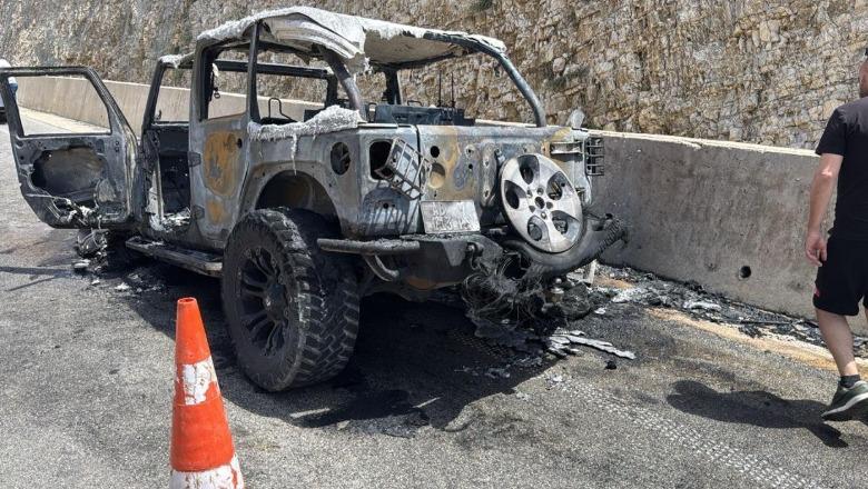 Digjet një makinë pranë tunelit të Skërficës, shkak dyshohet një shkëndijë elektrike 