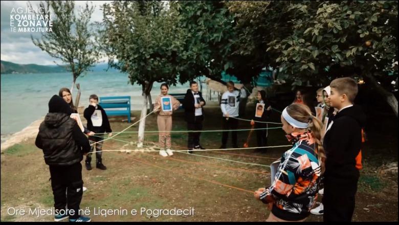 Nxënësit e shkollave zhvillojnë orë mësimore në natyrë, eksplorojnë liqenin e Pogradecit