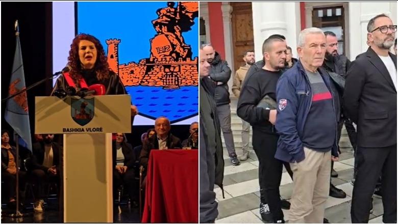 Brunilda Mersini merr zyrtarisht detyrën si kryebashkiake e Vlorës  qytetarët e presin me protesta përpara bashkisë  Kundër aksionit të IMT së